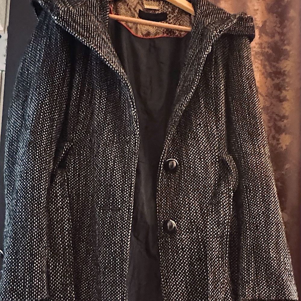 Steve Madden x ModCloth Salt & Pepper Tweed Peacoat Women’s Med